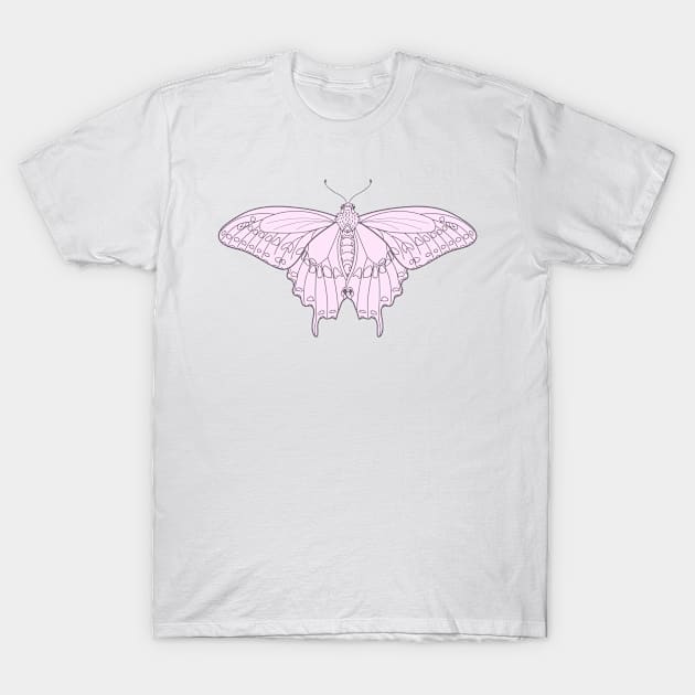 Black Swallowtail Butterfly in Pink T-Shirt by AnitasArtStore